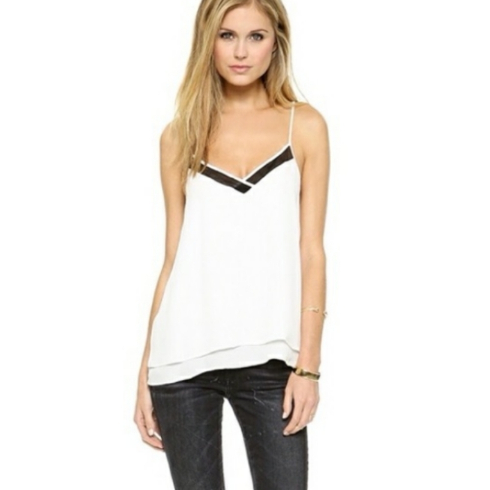 *Last Chance* NWT Rebecca Minkoff Tessa Sleeveless Silk Tank Top Mesh Trim
